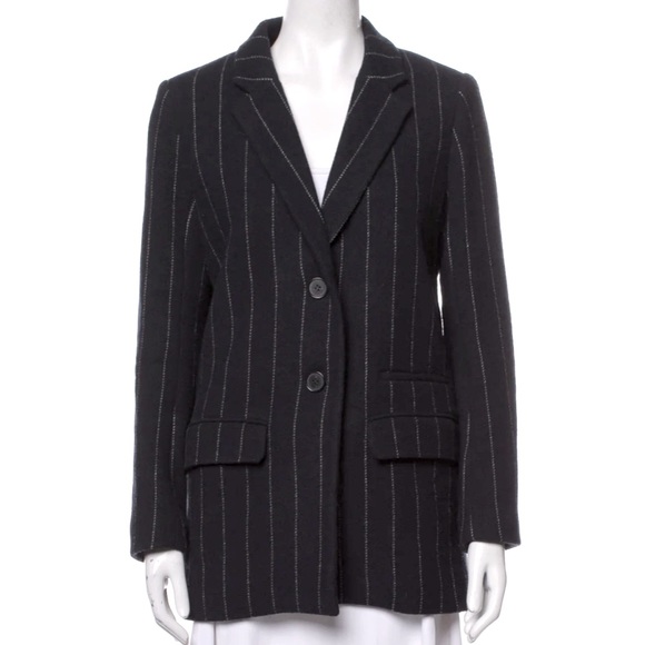 Maje Blue Striped Wool Blazer - Picture 2 of 7